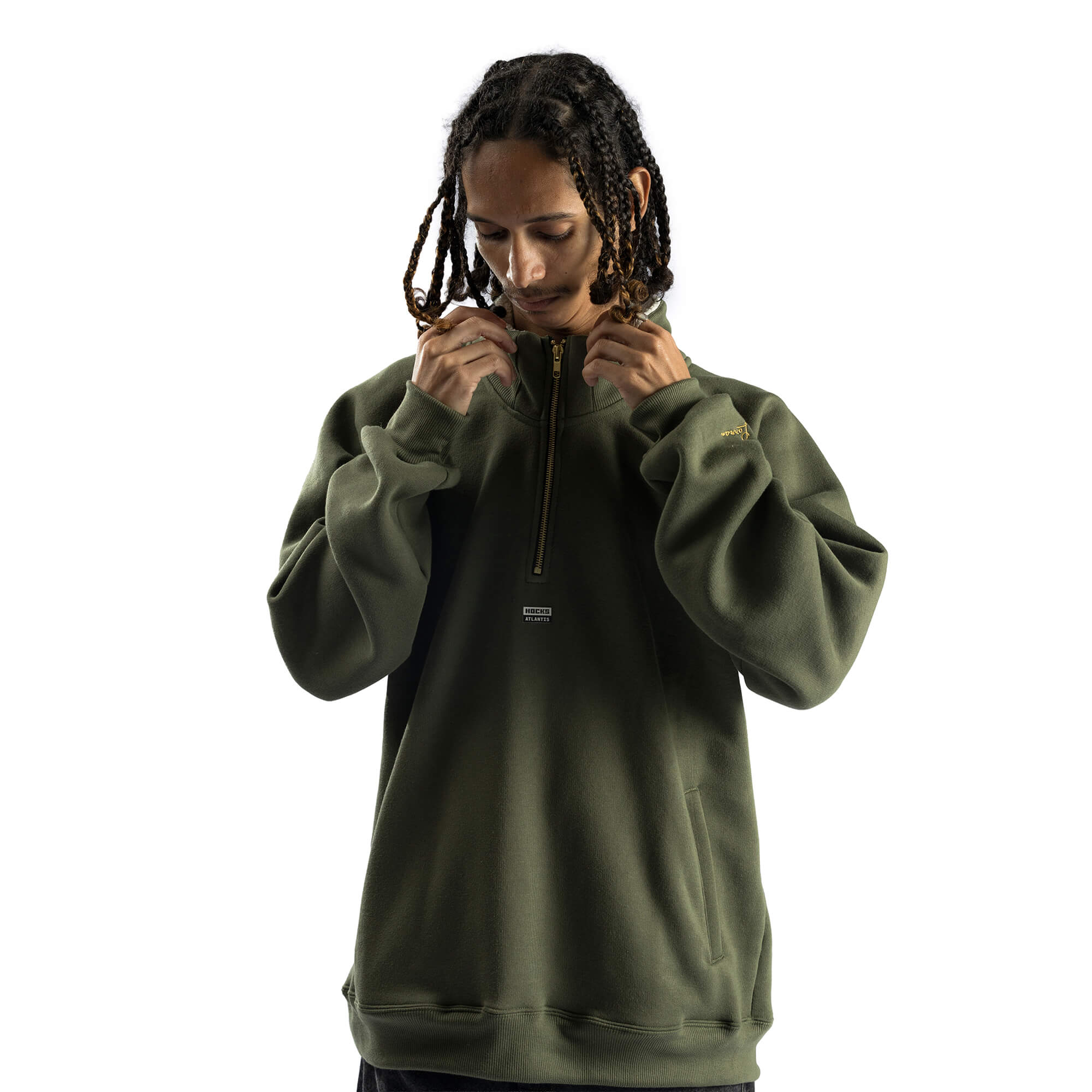 Moletom Half Zip Hocks Atlantis Skunk - Verde